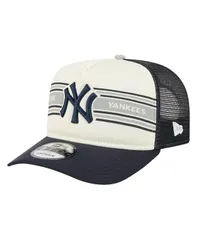 ニューエラ メンズ アクセサリー 帽子 New Era Mens CreamNavy New York Yankees Banner AFrame 9FIFTY Trucker Snapback Hat Cream Navy クリーム