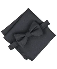 【送料無料】 アルファニ メンズ ネクタイ アクセサリー Mens Amado Solid Bow Tie and Pocket Square 2Piece Set Black