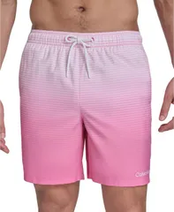 カルバンクライン メンズ 水着 ハーフパンツ・ショーツ Calvin Klein Mens Gradient Striped 7 Volley Swim Trunks Hot Pink ピンク