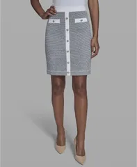 カール ラガーフェルド レディース アウター ニット・セーター スカート KARLAGERFELD PARIS Womens PullOn Sweater Skirt Soft Whitenavelのサムネイル