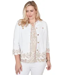 アルフレッド ダナー レディース アウター ジャケット・ブルゾン プチ シャツ 刺繍 Alfredunner Petite Natural WonderLeaf Embroidered Shirt Jacket White ホワイト