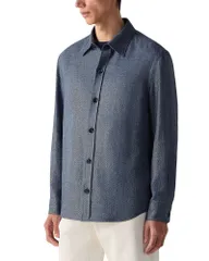 ゼニア メンズ トップス シャツ シルク リネン ZEGNA Cashmere Linen Silk Overshirt Dark Indigo Blue インディゴのサムネイル