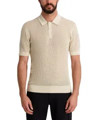 カール ラガーフェルド メンズ アウター ニット・セーター ポロシャツ 半袖 KARLAGERFELD PARIS MenshortSleeve RegularFit Polo Sweater Natのサムネイル