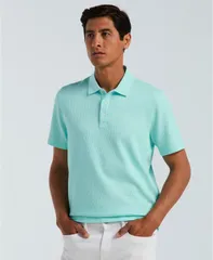 ペリーエリス メンズ トップス ポロシャツ Perry Ellis Mens Geo Jacquard Texture Polo Shirt Blue Tint ブルーのサムネイル