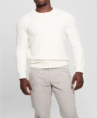 ゲス メンズ アウター ニット・セーター GUESS Mens Celticable Noah Sweater White ホワイトのサムネイル