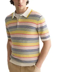 スコッチアンドソーダ メンズ トップス ポロシャツ レギュラーフィット ニット Scotch Soda Striped Structured Knitted Regular Fit Polo Multのサムネイル