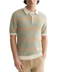 スコッチアンドソーダ メンズ トップス ポロシャツ レギュラーフィット ニット Scotch Soda Striped Structured Knitted Regular Fit Poloil Grのサムネイル