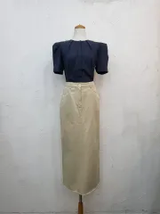 ベージュ デニム Hライン ロング丈スカート S