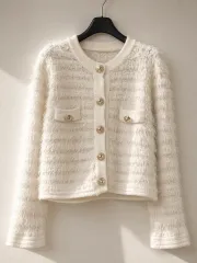 アイボリー ツイード スタイル カーディガン