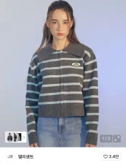 택무배) デルセント ニット ジップアップ カーディガン チャコール