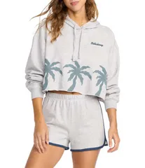 ビラボン レディース アウター パーカー・スウェット クロップド フリース グラフィック Billabong Long Sleeve Triple Palms Graphic Fleece Cropped Hoodie Heather Grey グレー