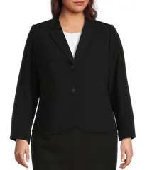 カルバンクライン レディース アウター コート プラスサイズ ジャケット Calvin Klein Plus Size Long Sleeve 2Button Suit Jacket Black ブラのサムネイル