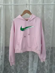 M) NIKE ナイキ スウッシュ クロップド フーディー Tシャツ ベビーピンク