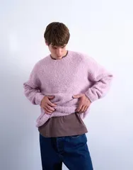トップマン メンズ アウター ニット・セーター リラックスフィット セーター Topman relaxed fit boucle sweater PURPLE パープルのサムネイル