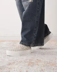 バンズ レディース シューズ スニーカー Vans Classic SlipOn Stackform checkerboard sneakers BEIGE ベージュ