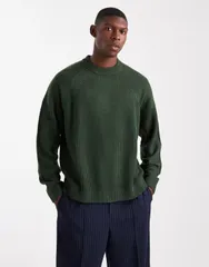 エイソス メンズ アウター ニット・セーター リブニット セーター ニット ASOS DESIGN oversized boxy fit rib knit fisherman sweater in dのサムネイル
