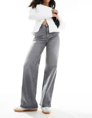 オンリー レディース ボトムス デニムパンツ ワイドレッグ ハイウエスト ジーンズ ONLY Madison high waist wide leg jeans in light Light gray denim グレー