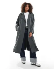 エイソス レディース アウター コート ASOS DESIGN soft tailored trench coat in charcoal Charcoal チャコールのサムネイル