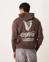 エイソス レディース アウター パーカー・スウェット プリント ASOS DESIGN unisex oversized hoodie with Guinness print BROWN ブラウン