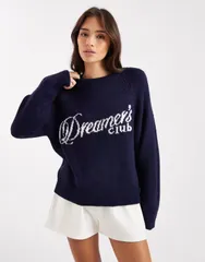 コットンオン レディース アウター ニット・セーター Cotton lounge knit sweater with dreamers NAVY ネイビー