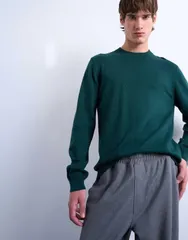 トップマン メンズ アウター ニット・セーター クルーネック セーター ニット Topman essential knit crew neck sweater in dark DARK GREEN グリーン