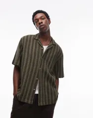 トップマン メンズ トップス シャツ ニット Topman short sleeve knit crochet shirt GREEN グリーンのサムネイル