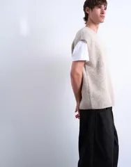 トップマン メンズ アウター ニット・セーター オーバーサイズフィット Topman oversized fit tank in stone STONE ストーン