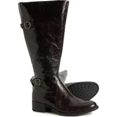 ボーン レディース シューズ ブーツ・レインブーツ レザー Born Gibb High Shaft Boots Leather Wide Calf For Women Charcoal チャコール