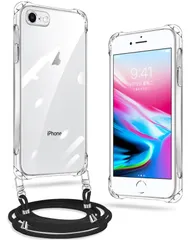 8 iPhone ケース クリア クリア カバー ショルダー ネック ケース ストラップ付き iPhone iPhone se/7/8 スマホケース iPhone 縄掛け 薄型 ケース 軽量 シリコン TPU 7 紐付き 斜めがけ 第3/2世代 取り外し可能 