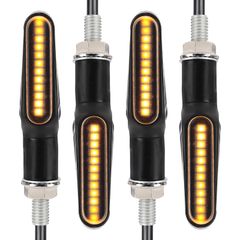 ウィンカー M8汎用性 アンバーで流れる点灯 バイク 抵抗付く バイク シーケンシャルウインカー 高輝度 12V 流れるウィンカー IP67防水 eマーク ウインカー オートバイ ウインカー led 4個セット 【Ｍ8のバイト専用】KEMIMOTO