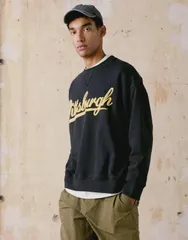 トップマン メンズ アウター パーカー・スウェット リラックスフィット シャツ Topman relaxed fit sweatshirt with chenille Pittsburgh Blackのサムネイル