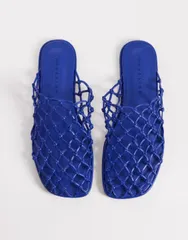 エイソス レディース シューズ サンダル ASOS DESIGN Mercy woven flat mules Cobalt blue ブルーのサムネイル