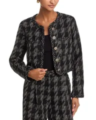 アクア レディース アウター ジャケット・ブルゾン トール ツイード ブレザー AQUA Metallic Tweed Blazer Exclusive BlackGold ブラック