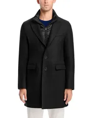 ヘルノ メンズ アウター コート Herno Diagonal Topcoat with Removable Windguard Black ブラック