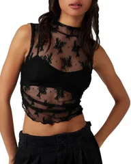 フリーピープル レディース トップス タンクトップ Free People Nice Try Solid Muscle Tank Black ブラックのサムネイル