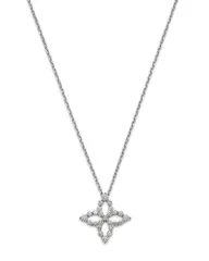 ロバートコイン レディース アクセサリー ネックレス・チョーカー・ペンダントトップ レース Roberto Coin 18K White Gold or Yellow Goldiamond Flowe