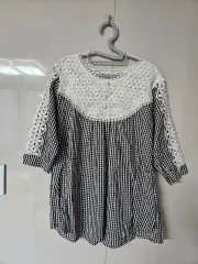 ギンガムチェック レース ブラウス 新品 ㅡ4