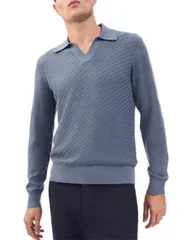 ラグアンドボーン メンズ アウター ニット・セーター ポロシャツ ウール rag bone Charles Long Sleeve Wool Polo Sweater Blue ブルーのサムネイル