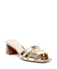 サントーニ レディース シューズ サンダル レザー ヒール Santoni Womens Laminated Leather Midheel Beyond Sandals Gold laminatedのサムネイル