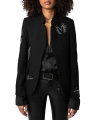ザディグ エ ヴォルテール レディース アウター ジャケット・ブルゾン ブレザー Zadig Voltaire Very Strass Heart Blazer Noirのサムネイル