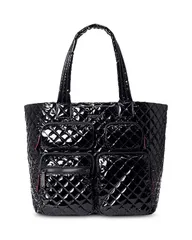 エムジーウォレス レディース バッグ トートバッグ MZ WALLACE Large Metro Travel Tote Black LacquerMatte Black ブラックのサムネイル