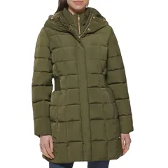 コールハーン レディース アウター コート ダウン Cole Haan Taffeta Down Coat With Bib Dusty Olive オリーブのサムネイル