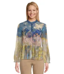 ジョニーワズ レディース トップス シャツ メッシュ ブラウス Johnny Was Charlot Mesh Blouse slip Aurelius