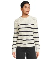 トッミーバハマ レディース アウター ニット・セーター コットン Tommy Bahama Zoe Cotton Stripe Crew Vanilla Ice ストライプのサムネイル