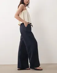スリードベア レディース ボトムス カジュアルパンツ ワイドレッグ Threadbare pull on wide leg pants NAVY ネイビー