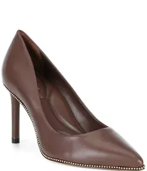 アントニオ メラーニ レディース シューズ ヒール レザー Antonio Melani Kelly Leather Ball Chain Pointed Toe Pumps Brunette