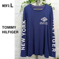 L■長袖Tシャツ・ロンT■TOMMY HILFIGER トミーヒルフィガー■オーガニック コットン■袖ロゴプリント■New York・ネイビー