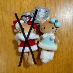 ハローキティ ぬいぐるみ キーホルダー スカイブルー リボン ロング脚キティ