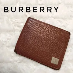 バーバリー 二つ折り財布 ノバチェック シボ革 ブラウン レザー BURBERRY