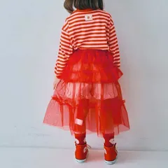 【100㎝/110㎝】p.premier チュール3WAYオーバーレイヤードスカート レッド 子供服 P218016のサムネイル